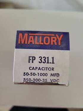 Mallory Fp331.1 Nos Fp330.7a Electrolytic Capacitor 50-50-1000 Mfd 350-300-35 Vdc