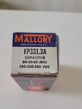 Fp331.3a Mallory Nos Electrolytic Capacitor 80-60-60 Mfd 350-350-350 Vdc