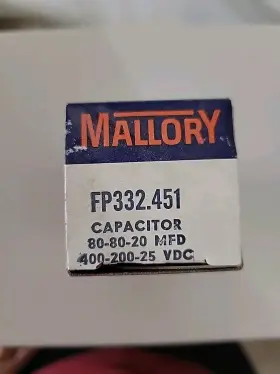 400-200-25 Mallory Fp332.451 Nos Fp326.78a Electrolytic Capacitor 80-80-20 Mfd Vdc