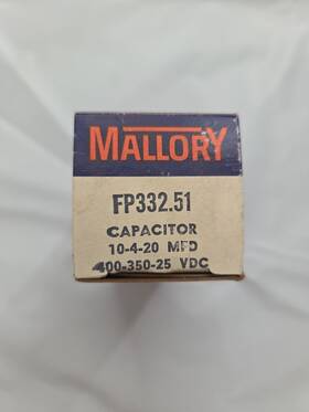 Mallory Fp332.51 Nos Fp332.451 Electrolytic Capacitor 400-350-25 Vdc 10-4-20 Mfd