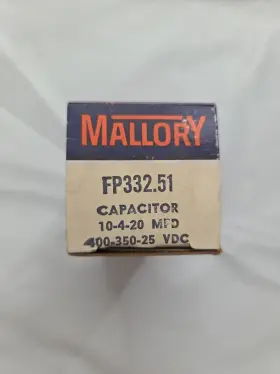 400-350-25 Mallory Fp332.51 Nos Fp332.451 Electrolytic Capacitor Vdc 10-4-20 Mfd