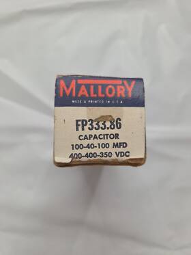 Mallory Fp333.86 Nos Electrolytic Capacitor 400-400-350 Vdc 100-40-100 Mfd