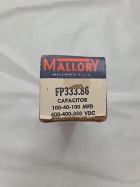 Fp333.86 Mallory Nos Electrolytic Capacitor 400-400-350 Vdc 100-40-100 Mfd
