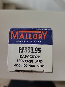 Mallory Fp333.95 Nos Electrolytic Capacitor 100-30-20 Mfd 400-400-400 Vdc
