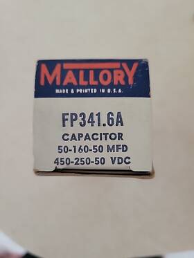 Mallory Fp341.6a Nos Electrolytic Capacitor 50-160-50 Mfd 450-250-50 Vdc