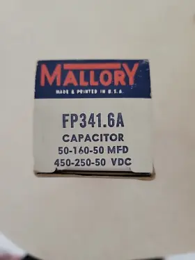 Fp341.6a Mallory Nos Electrolytic Capacitor 50-160-50 Mfd 450-250-50 Vdc