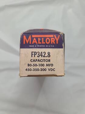 Mallory Fp342.8 Nos Electrolytic Capacitor 450-350-200 Vdc 80-50-100 Mfd