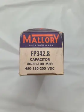Fp342.8 Mallory Nos Electrolytic Capacitor 450-350-200 Vdc 80-50-100 Mfd
