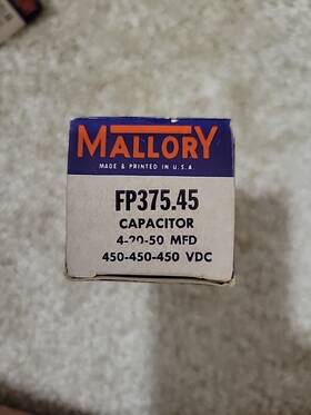 Mallory Fp375.45 Nos Electrolytic Capacitor 4-20-50 Mfd 450-450-450 Vdc
