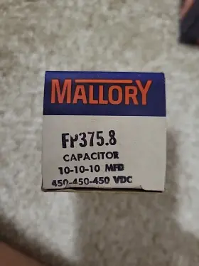 Fp375.8 Mallory Nos Electrolytic Capacitor 10-10-10 Mfd 450-450-450 Vdc