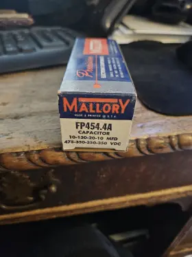 475-350-350-350 Mallory Fp454-4a Vintage Nos Capacitor Fp454.4a 10-130-20-10 Mfd