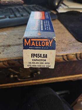 Mallory Fp454.8a Vintage Nos Capacitor 10-80-40-100 Mfd 475-400-400-50 Vdc