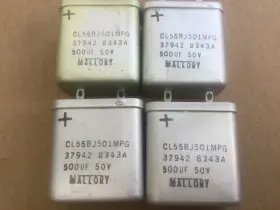 Cl55bj501mpg Mallory Gl55bj501mpg 4 Vintage Condensers 37942 8343a 500uf 50 V. Tested