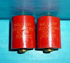 Mallory M500p30kv 2 Doorknob Capacitors 500pf 30kvdc