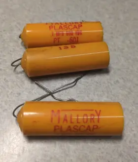 Pt-601 Mallory 3 Nos Vintage .1 Mfd 600vdc Plascap Tubular Capacitor