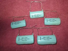 Pvc-604 Mallory Lot 5pcs Nos Film Capacitors .4mfd 600v .4uf