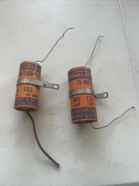 Tc-1505 Mallory Vintage Pair Capacitors Orange And Tc-495 Untested