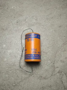 Tc-59 Mallory Nos Vintage 1950s Paper Capacitor 50 Mfd 250v Axial Cap