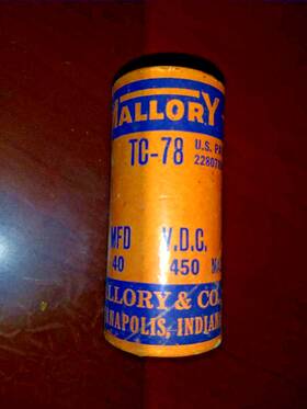 Mallory Tc-78 Nos Vintage 1950s Paper Capacitor 40 Uf 450v Axial Cap
