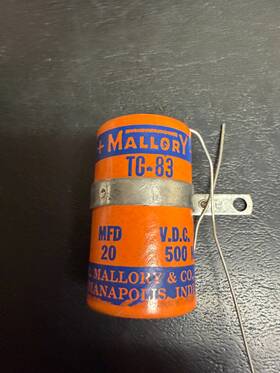 Mallory Tc-83 Paper Capacitors Model Nos 20 Mfd At 500 Vdc