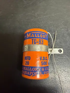 Tc-83 Mallory Paper Capacitors Model Nos 20 Mfd At 500 Vdc