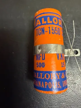 Tcn-1550 Mallory Paper Capacitors Model Nos 500 Mfd At 15 Vnp