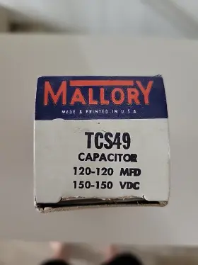 Tcs49 Mallory Nos Electrolytic Capacitor 120-120 Mfd 150-150 Vdc