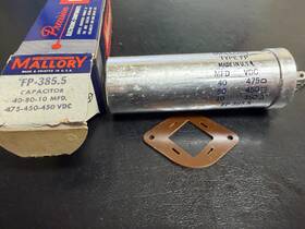Mallory Tp-385.5 Electrolytic Can Capacitor Nos 40-80-10 Mfd 475-450- 450 Vdc