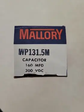 Wp131.5m Mallory Nos Electrolytic Capacitor 160 Mfd 300 Vdc