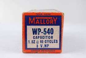 Mallory Wp540 1./60cps 3v Np Special Television Capacitor Circa 1940s Nos