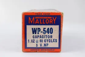 Wp540 Mallory 1./60cps 3v Np Special Television Capacitor Circa 1940s Nos