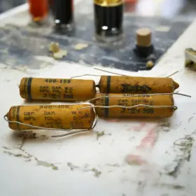 400-158 Micamold 4x Vintage .2 Mfd 200vdc Paper Capacitors Outside Foil Usa