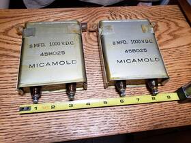 Micamold 45bo25 2 Vtg Pio Capacitors 8uf 1000vdc Mil Spec Paper Oil Tube Amp 1kv