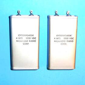 Micamold Cp70b1fg405k Two 2 Used Mil-spec 4uf 1000v Pio Capacitors 3% Match W/mtg Straps