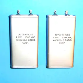 Cp70b1fg405k Micamold Two 2 Used Mil-spec 4uf 1000v Pio Capacitors 3% Match W/mtg Straps
