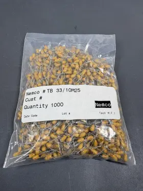 10m25 Nemco 33/10m25 Lot Of 1000 Tantalum Capacitors 0.013uf 13nf Radial Nos Vintage