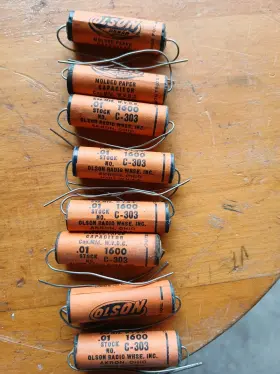 C-303 Olson 8 Nos Vintage .01 Mfd 1600 Volt Dc Molded Paper Capacitor Guitar Amp