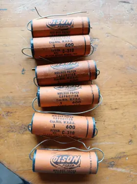 C-310 Olson 6 Nos Vintage .1 Mfd 600 Volt Dc Molded Paper Capacitor Guitar Amp