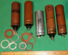 1-aluminum Philco 4916a 5 Mershon Capacitors 4-copper Clean