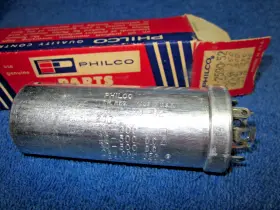 30-2590-52 Philco Sylvania Nos Vintage Can Capacitor 200 150v 80-20-20uf 300v