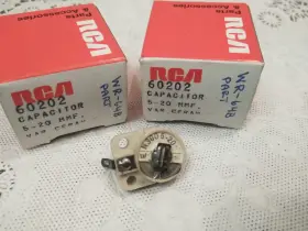 60202 Rca N.o.s. Vintage Capacitor # 5-20 Mmf Variable Ceramic 2pk
