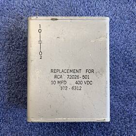 Rca 72026-501 Nos Capacitor 10uf 400vdc Pio Paper In Oil Tested 102-6312