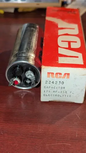 224230 Rca / Mallory 1 Vintage Radio Capacitor 175mf 350v Nib