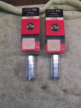 Rca Mallory 77644 2 Nos Electrolytic Can Capacitor 400v 20 80 Mfd