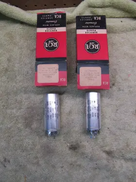 77644 Rca Mallory 2 Nos Electrolytic Can Capacitor 400v 20 80 Mfd