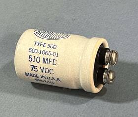 Sangamo 500-1065-01 510uf 75 Volt Can Type Electrolytic Capacitor New Tested And Reformed