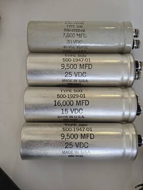 Sangamo 500-3722-02 Type 500 Capacitors 9500uf 25vdc 16000uf 15vdc 7800uf 31vdc