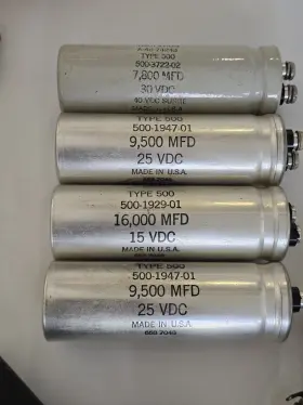 500-3722-02 Sangamo Type 500 Capacitors 9500uf 25vdc 16000uf 15vdc 7800uf 31vdc