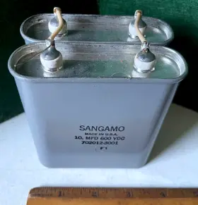 702012-3001 Sangamo Pair Of Vintage Capacitors 10mfd 600vdc Part Number