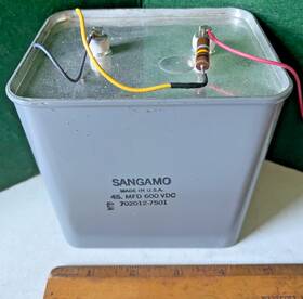 Sangamo 702012-7501 Vintage Capacitor 45mfd 600 Vdc Part Number Oil Filled